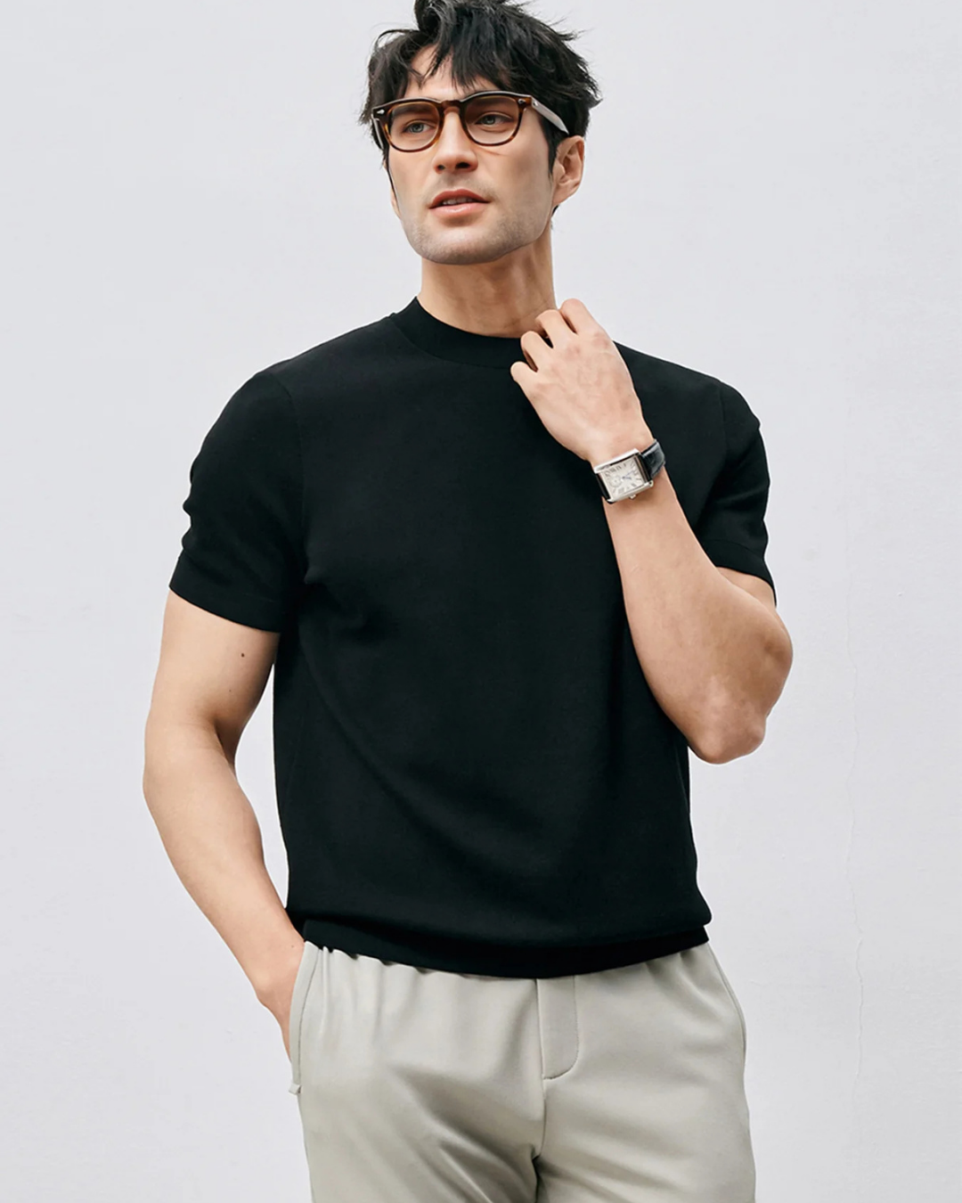 Polo de Manga Corta con tejido Elástico para Hombre