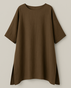 Camisa Suelta de Lino con Mangas 3/4 y Estilo Relajado