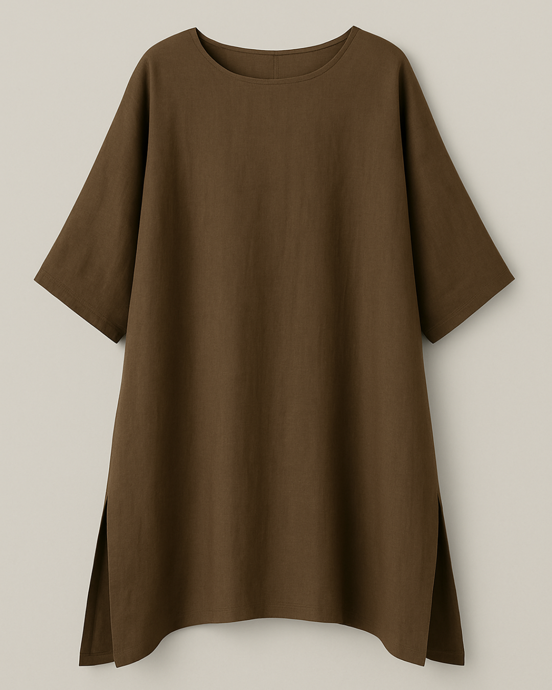 Camisa Suelta de Lino con Mangas 3/4 y Estilo Relajado