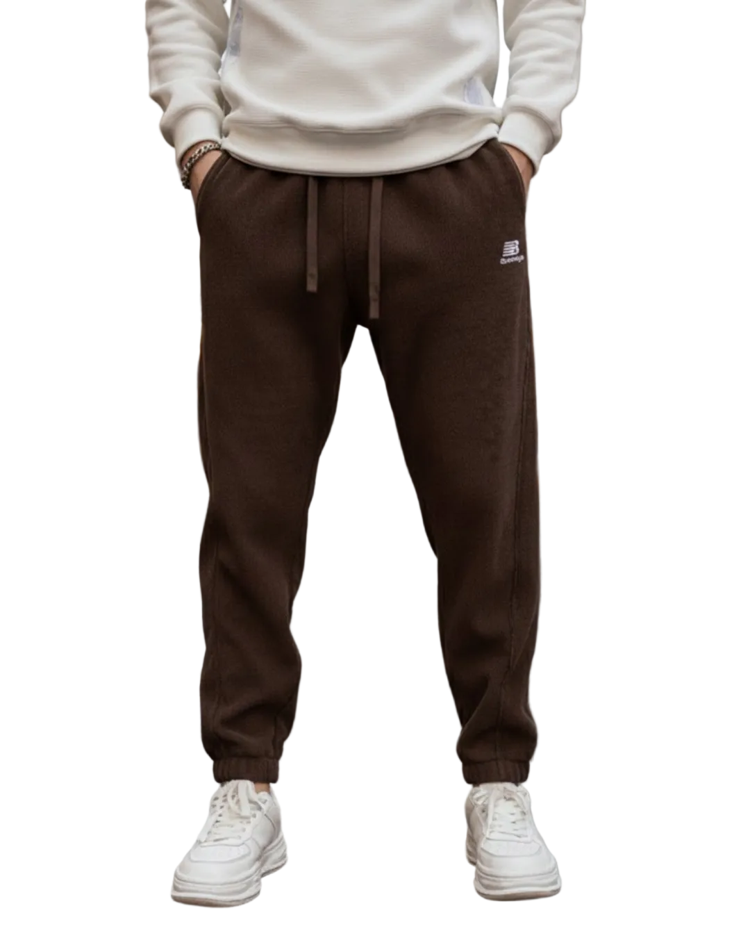 Pantalones informales con forro polar de estilo relajado para hombre