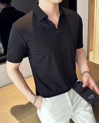 Polo para hombre con alta elasticida suave y resistente a las arrugas en color liso