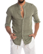 Camisa Manga Corta en Tejido de Lino para Hombre