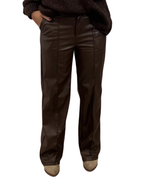 Pantalones rectos de cuero con cintura cómoda para mujer®