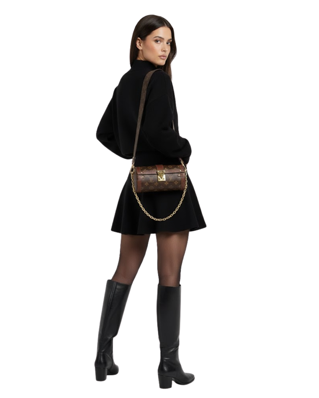 Vestido Mini de Punto de Manga Larga y Cuello Redondo para mujer®