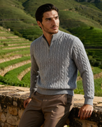 Suéter Manga Larga de Punto con Cremallera para Hombre