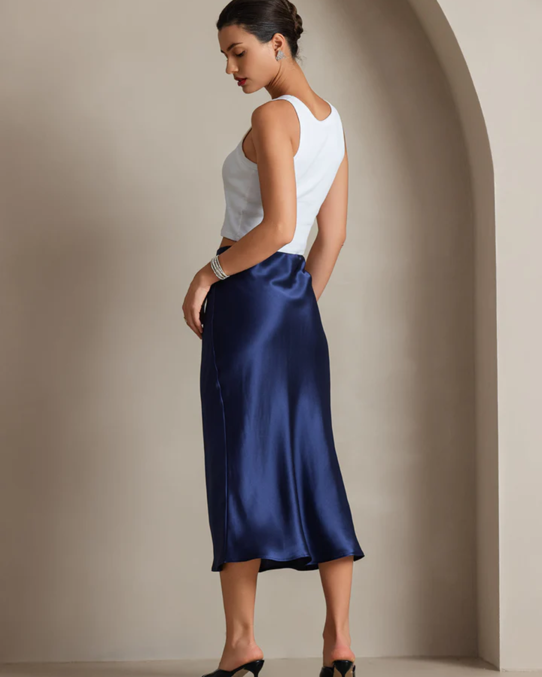 Falda Clásica de Seda para Mujer