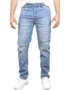 Jeans Elásticos con Diseño Rasgado de Ajuste Moderno Para Hombre®