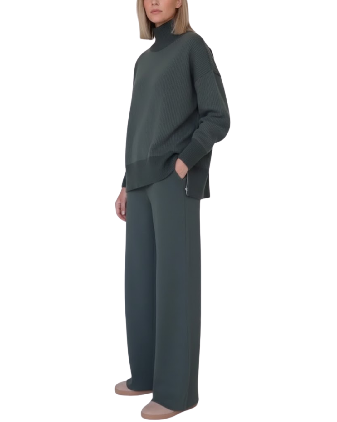 Conjunto de Dos Piezas Sudadera Suelta y Pantalón de Pierna Ancha Para Mujer