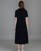 Vestido largo con cuello camisero y estilo holgado