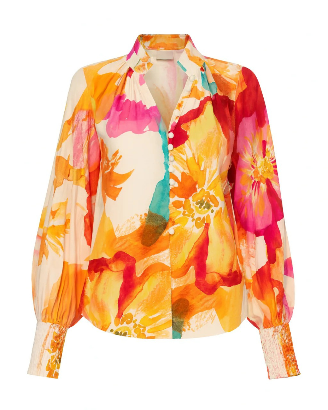 Blusa Holgada con Cuello en V y Mangas Largas