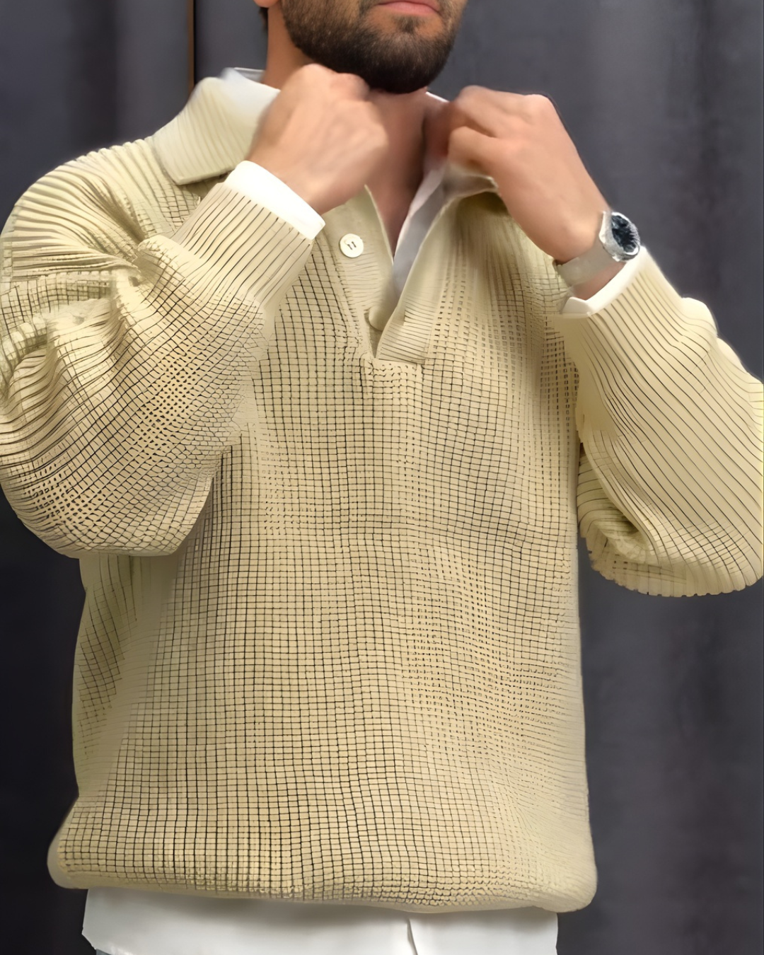 Jersey de punto con cuello polo para hombre