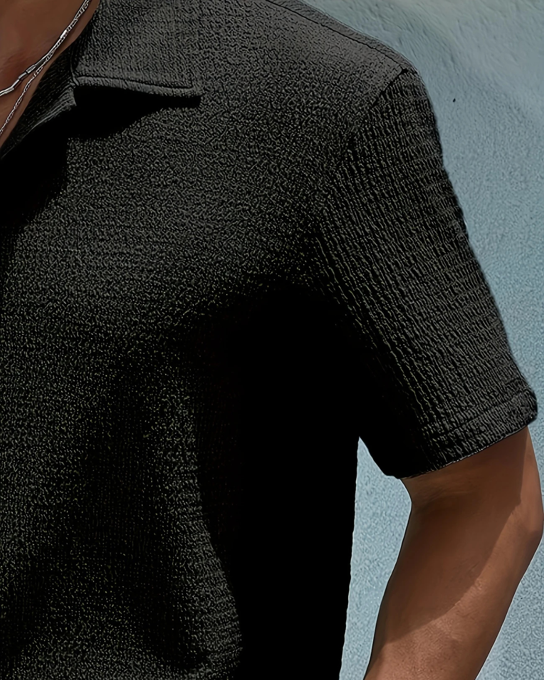 Camisa de manga corta con tejido texturizado para hombre