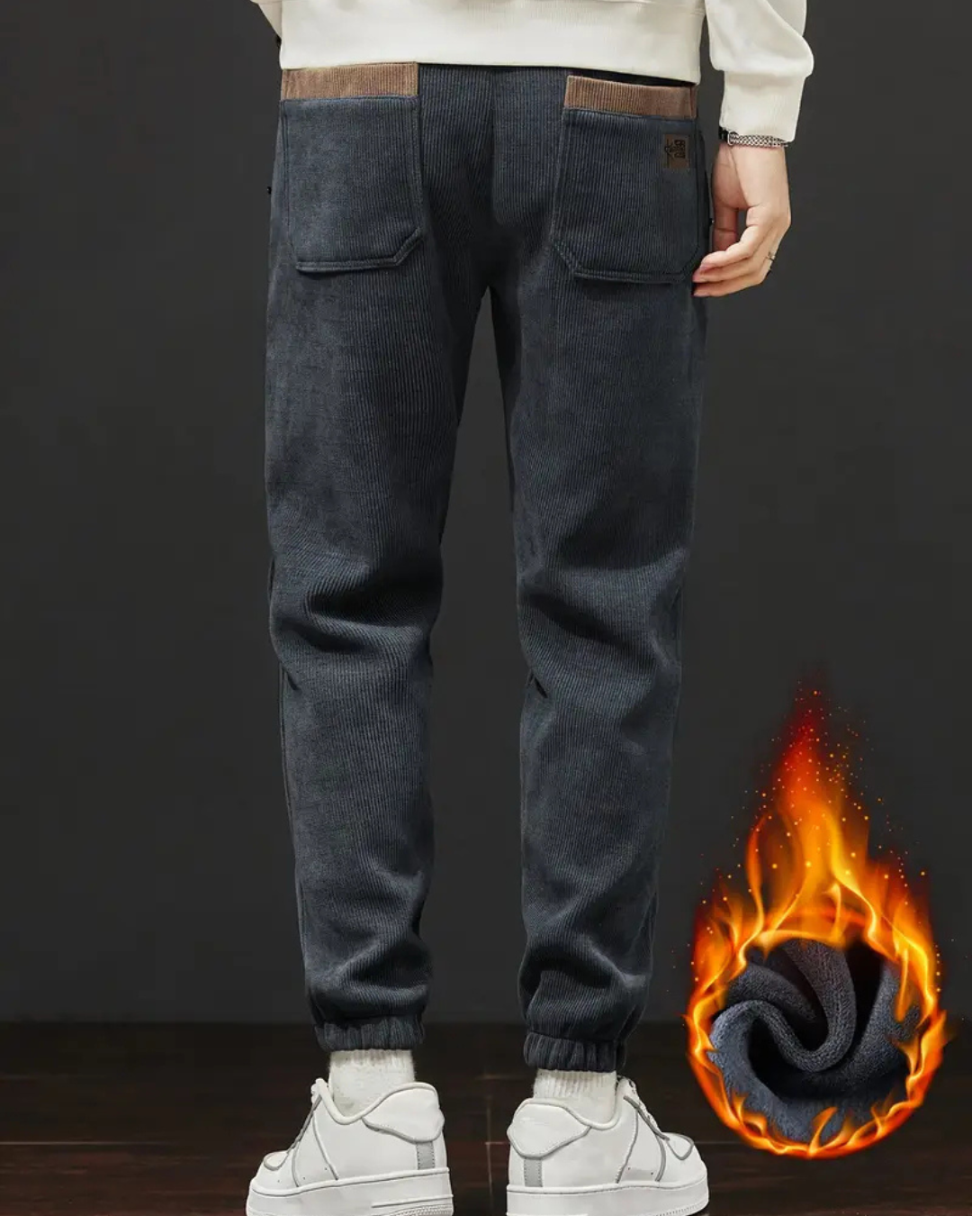 Pantalones jogger informales para hombre con forro polar