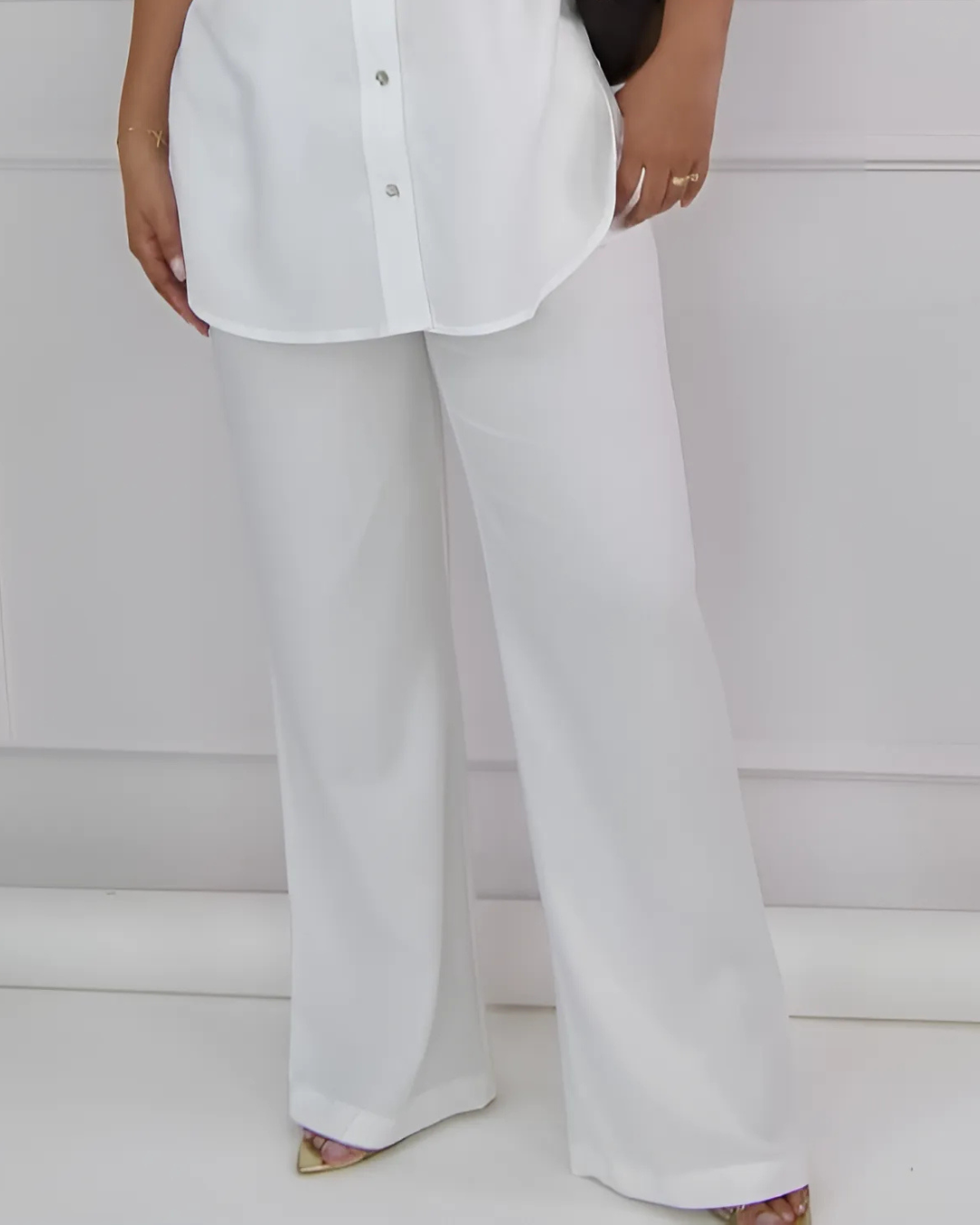 Conjunto de Cárdigan de Manga Larga con Bolsillo y Pantalón Ancho de Cintura Alta