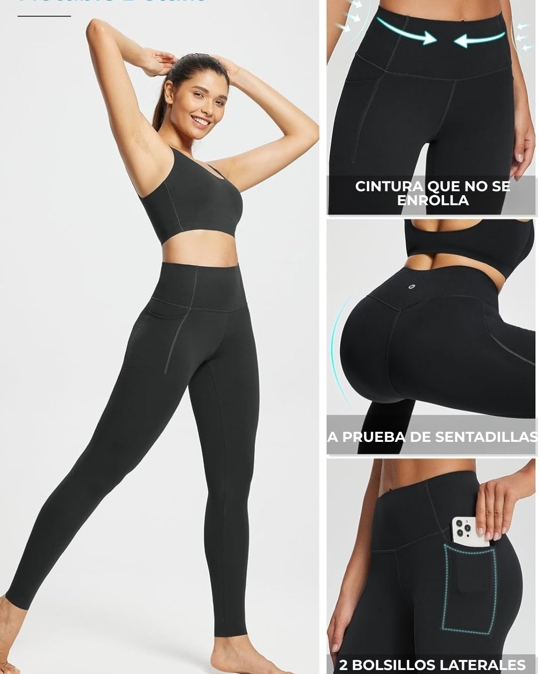 Leggins Levanta Gluteos con Cintura Alta y Bolsillos Laterales