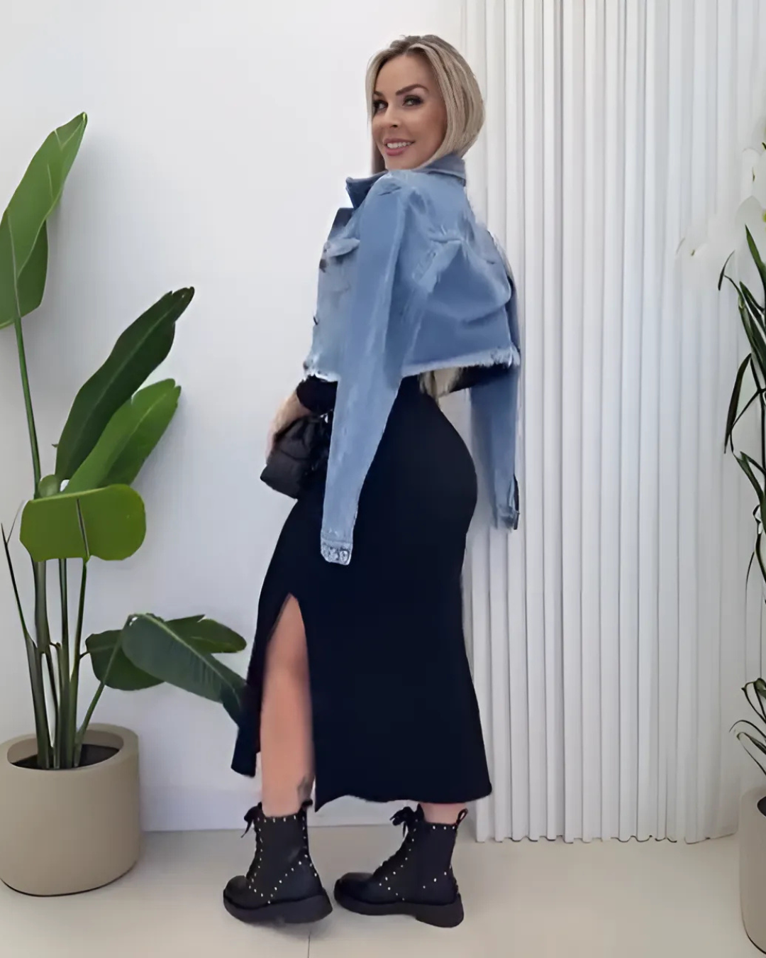 Vestido Largo y Ceñido con Abertura en la Pierna