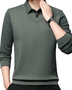 Camisa de Dos Piezas con Cuello Falso a Rayas para Hombres®