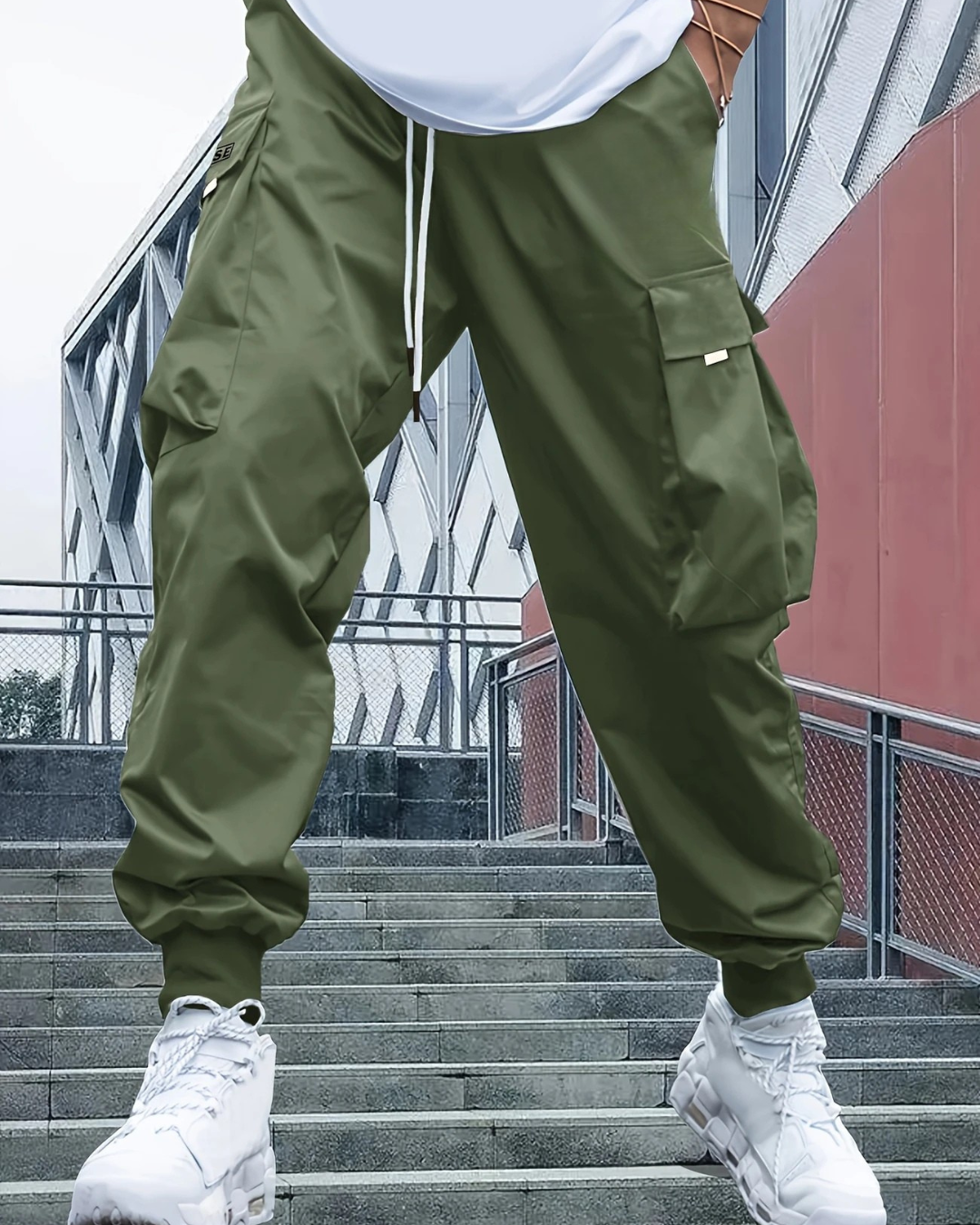 Pantalón cargo con cintura de cordón ajustable para Hombre