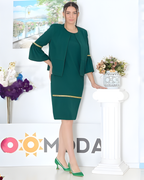 Conjunto Elegante de Vestido y Saco con Toques Artesanales