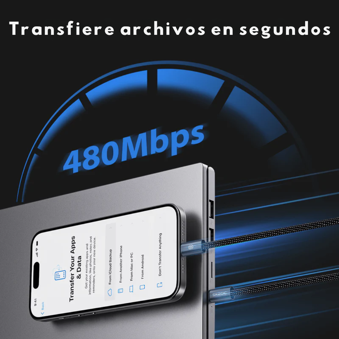 Cable de Carga Magnético con Carga Rápida y sin Enredos tipo C (OFERTA 2X1)