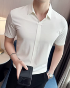 Polo para hombre con alta elasticida suave y resistente a las arrugas en color liso