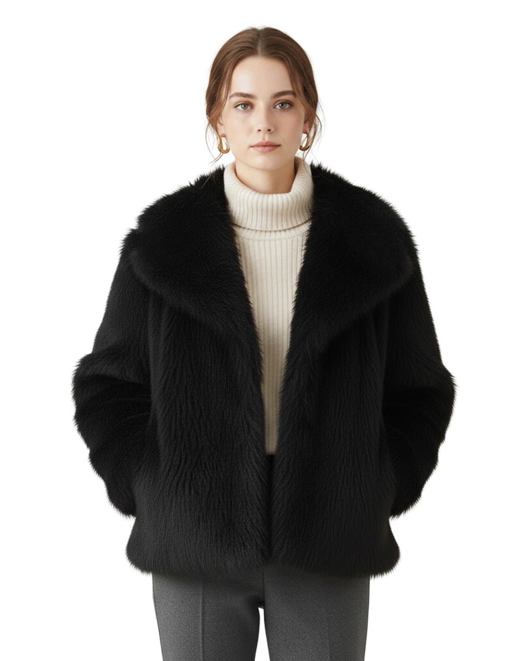 Abrigo de pelo sintético elegante para mujer®