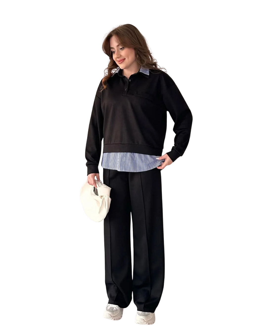 Conjunto Elegante con Efecto Doble Capa y Pantalón Recto®