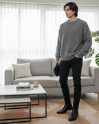 Suéter de Punto Clásico con Cuello Redondo Para Hombre