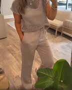 Conjunto de Camisa de punto en Crochet y Pantalón para Mujer