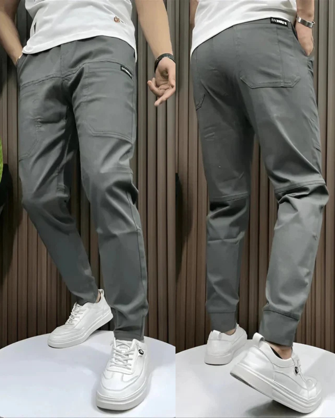 Pantalones elásticos premium ajustados para hombre®