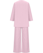 Conjunto Informal de Dos Piezas de Algodón y Lino Decorado con Botones para Mujer®