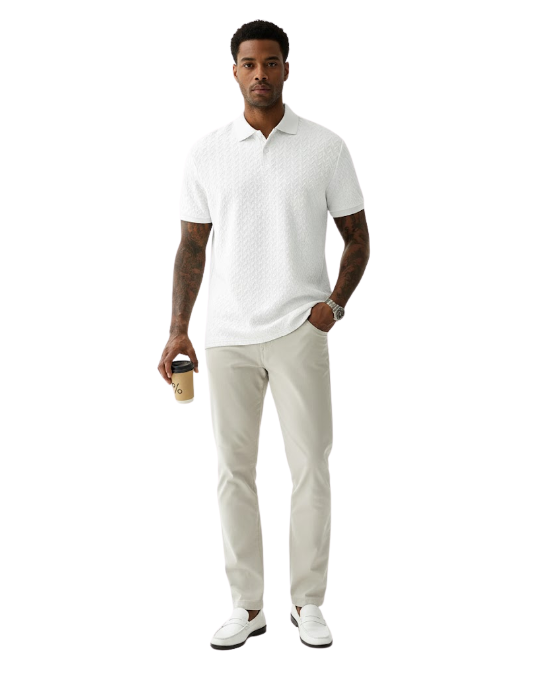 Polo de Punto Tejido de Elegancia Estructurada y Confort Ligero Para Hombre