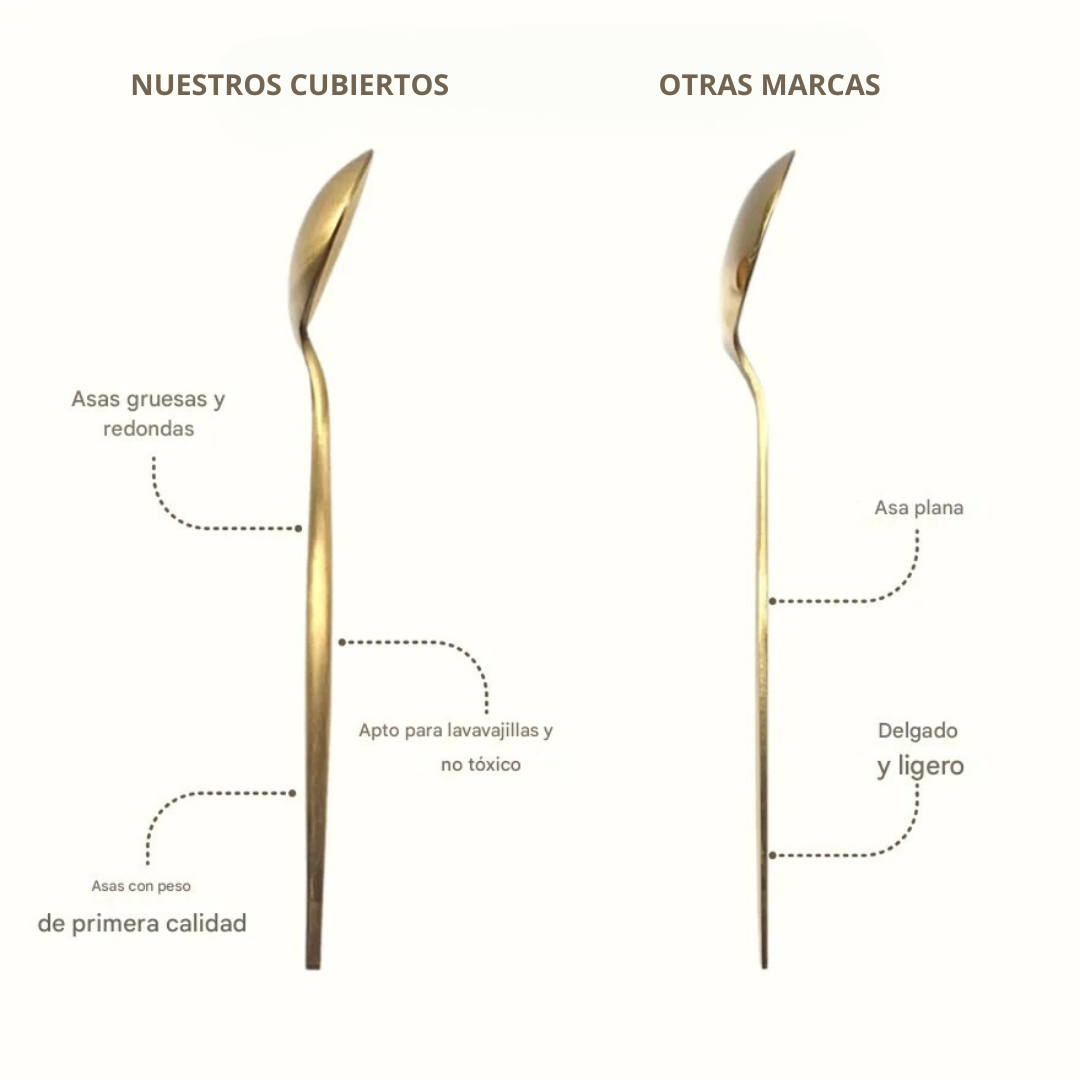 Set cubiertos con acabado de titanium mate super resistentes
