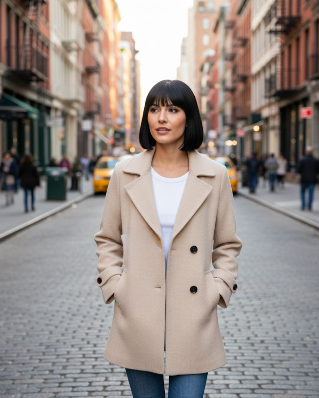 Chaqueta elegante informal de otoño con cuello entallado