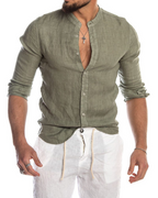 Camisa Manga Corta en Tejido de Lino para Hombre