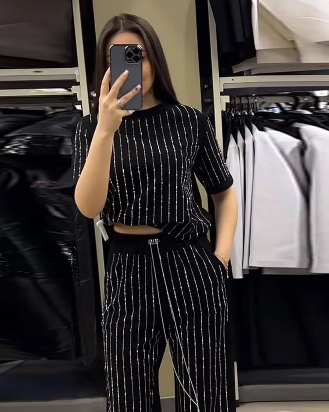 Conjunto casual de dos piezas con pantalones y camisa de manga corta para mujer®