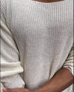 Suéter Holgado de Manga Larga con Cuello Redondo Grande para Hombre