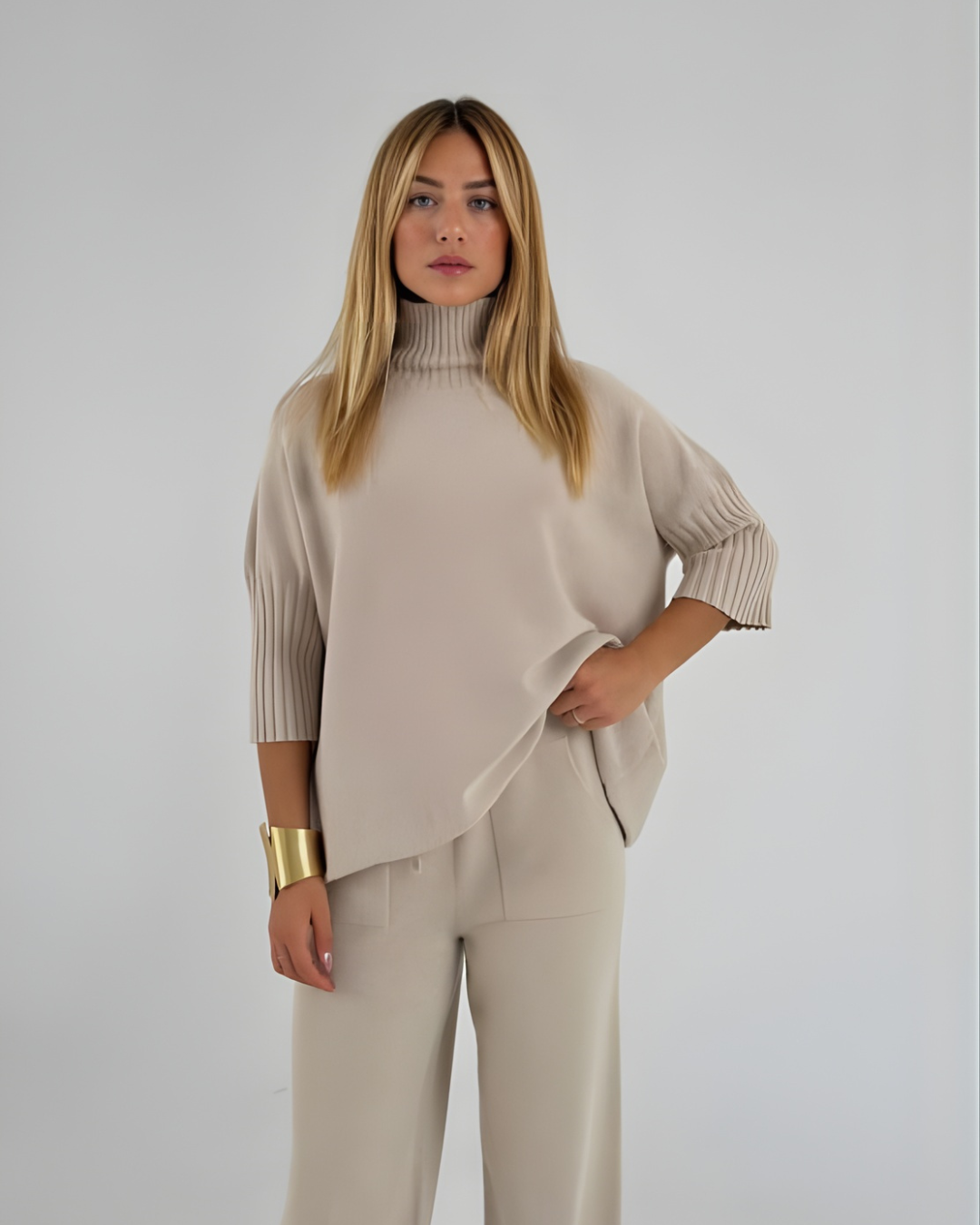 Conjunto de Punto Cuello Alto Para Mujer