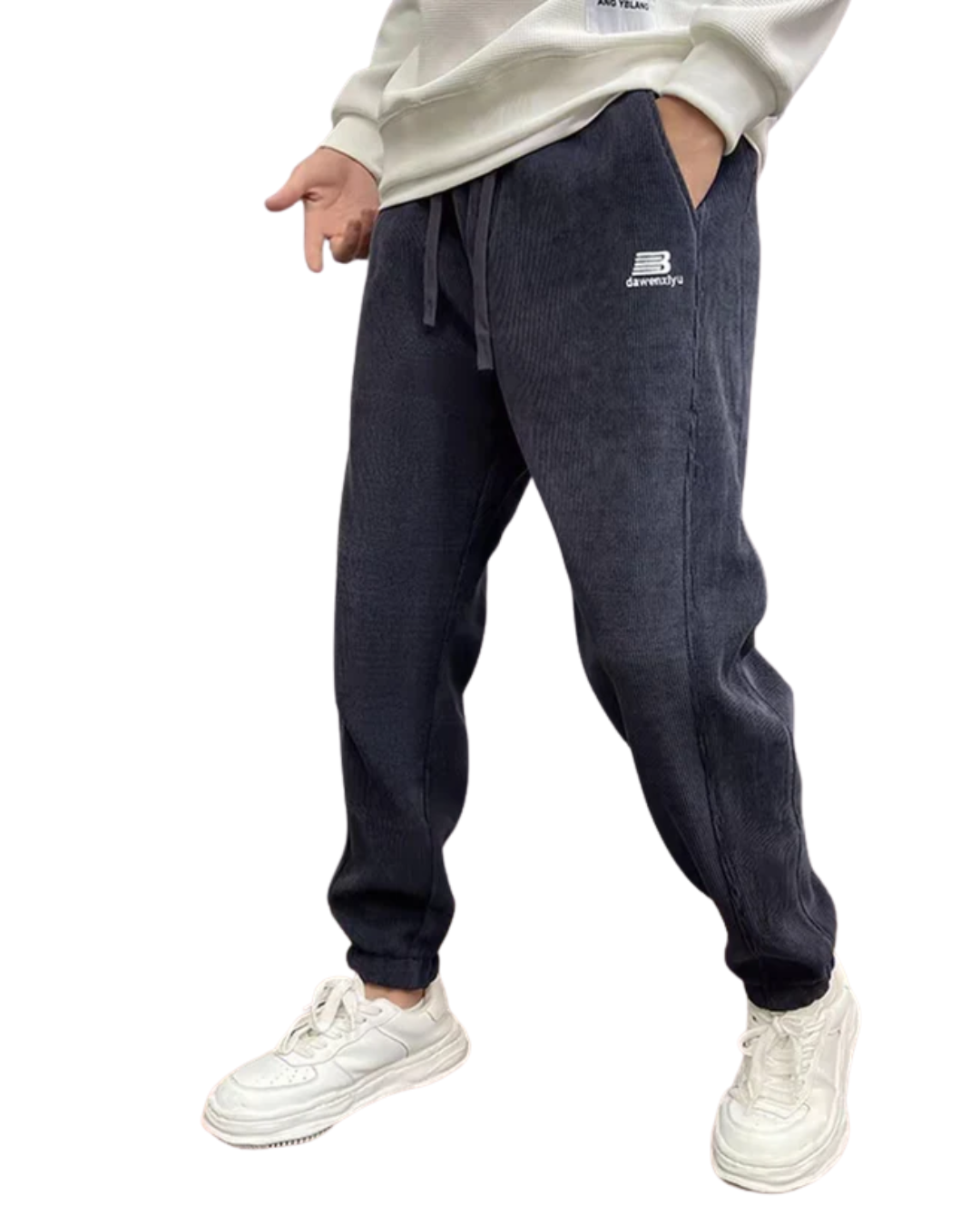 Pantalones informales con forro polar de estilo relajado para hombre