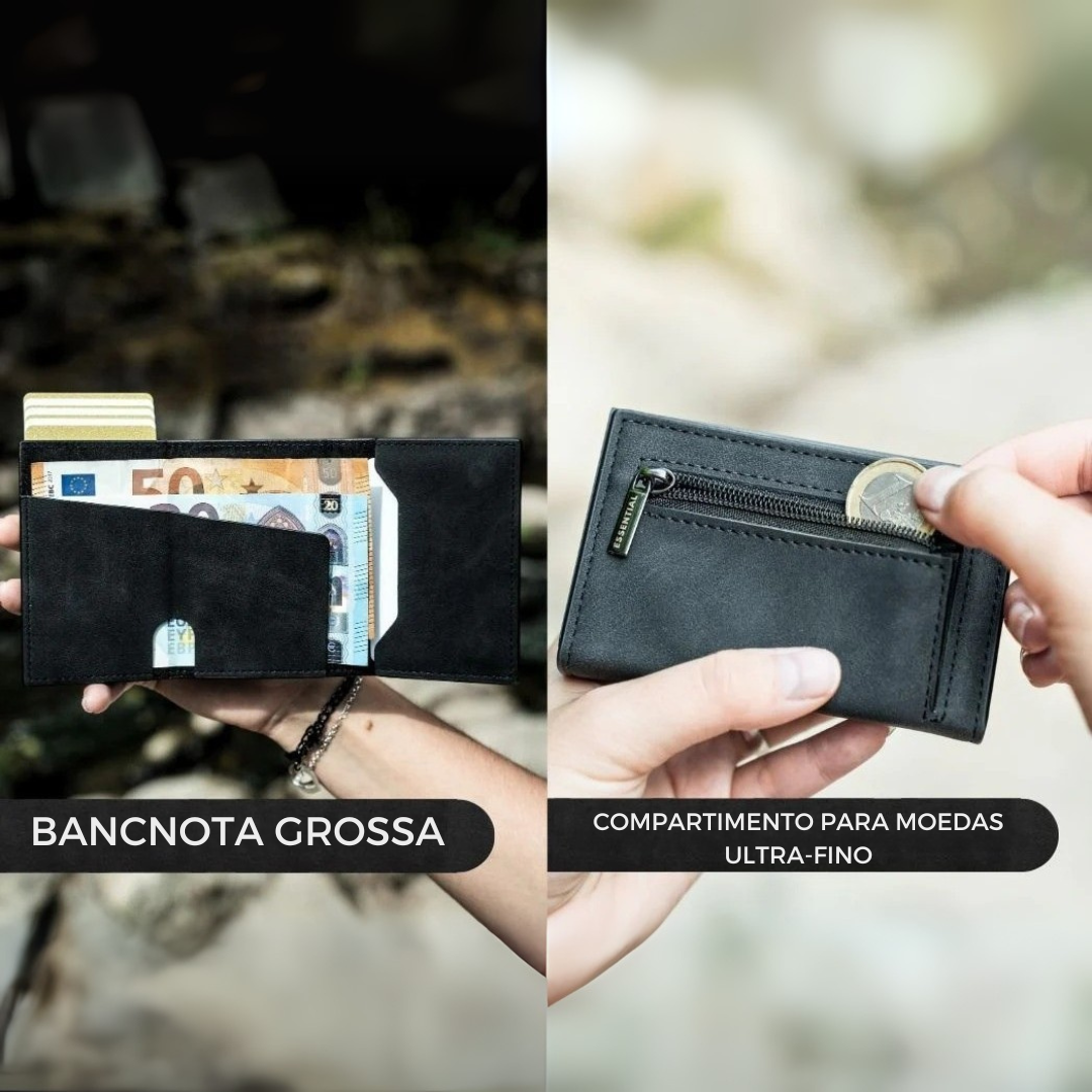 Cartera minimalista con protección RFID y extracción rápida de tarjetas