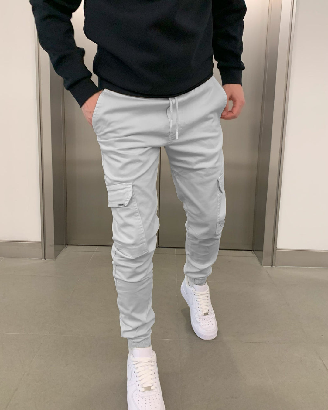 Jogger Cargo de algodón elástico para hombre