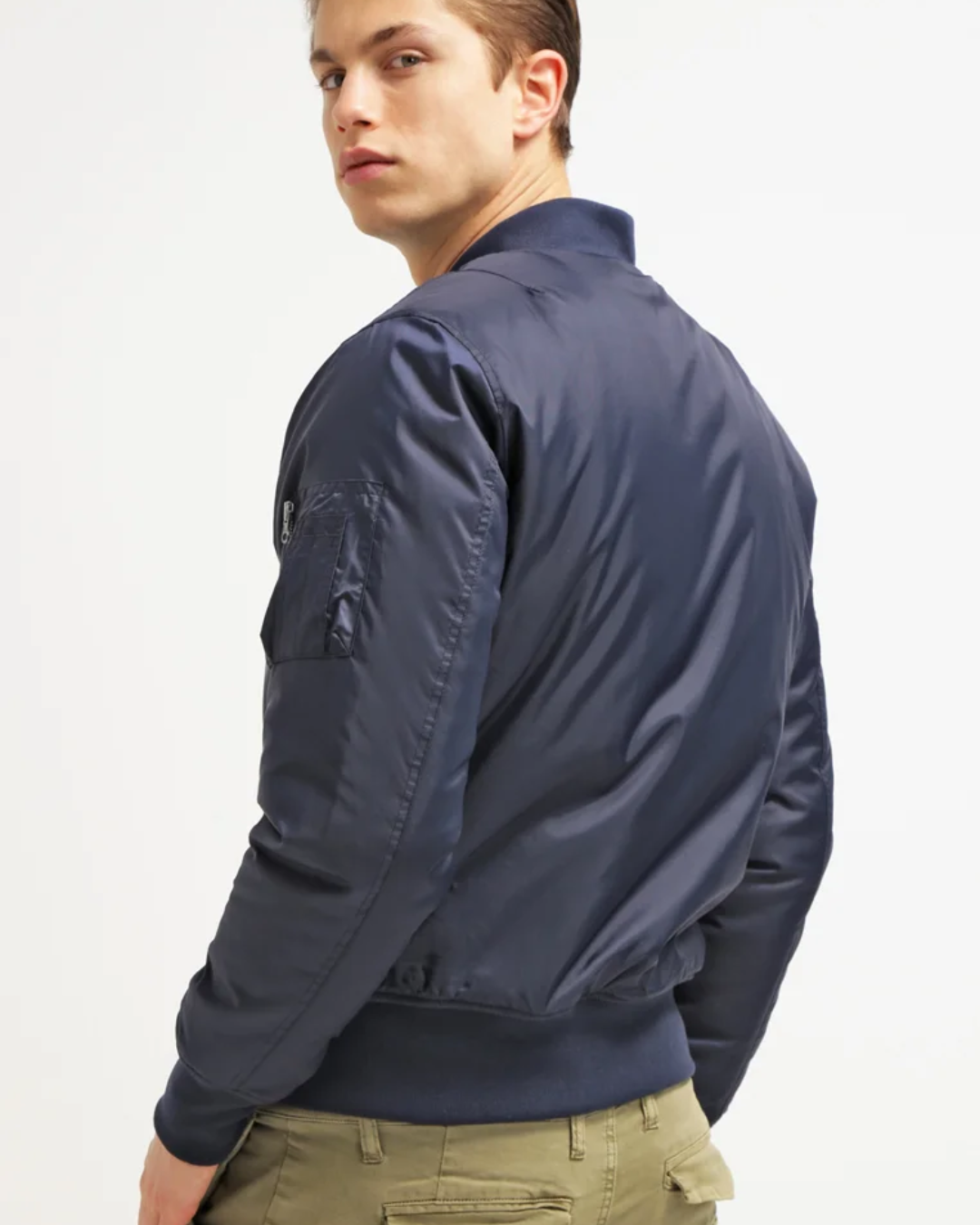 Chaqueta con Cuello Acanalado y Cierre de Cremallera para Hombre