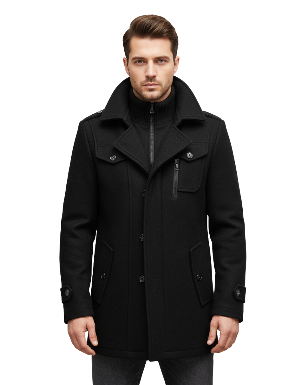 Abrigo de lana de corte medio para hombre®