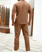 Conjunto de camisa de manga corta y pantalón con cintura ajustable