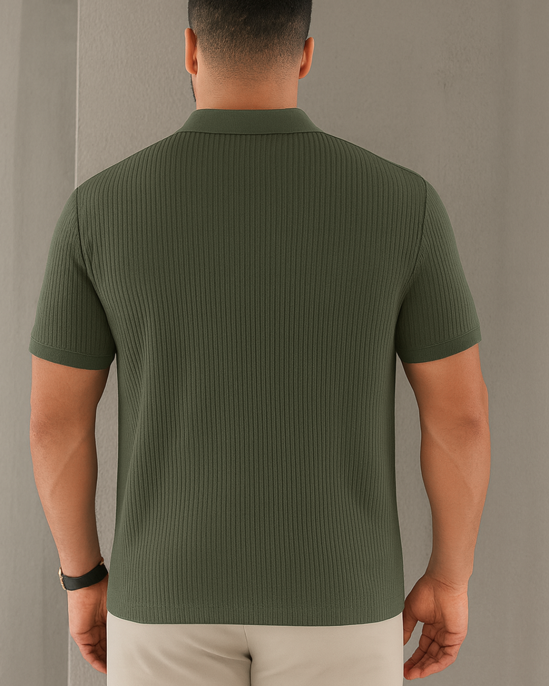 Camisa Polo con Tejido Acanalado para Hombre