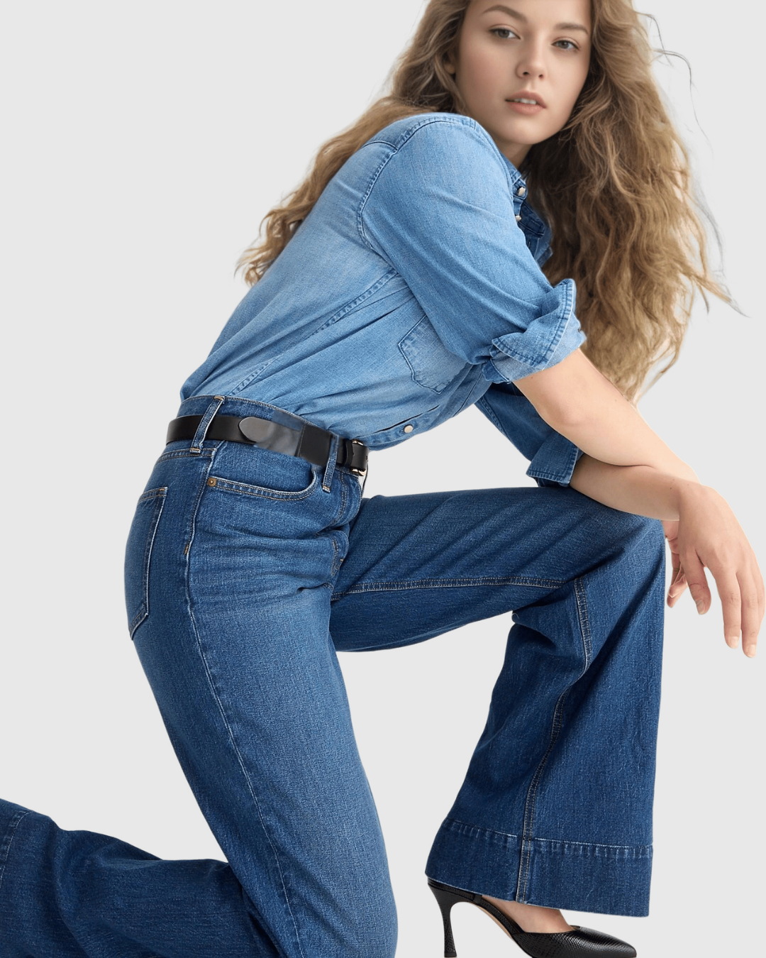 Pantalón de Cintura Alta y Corte Ancho con Control del Vientre®