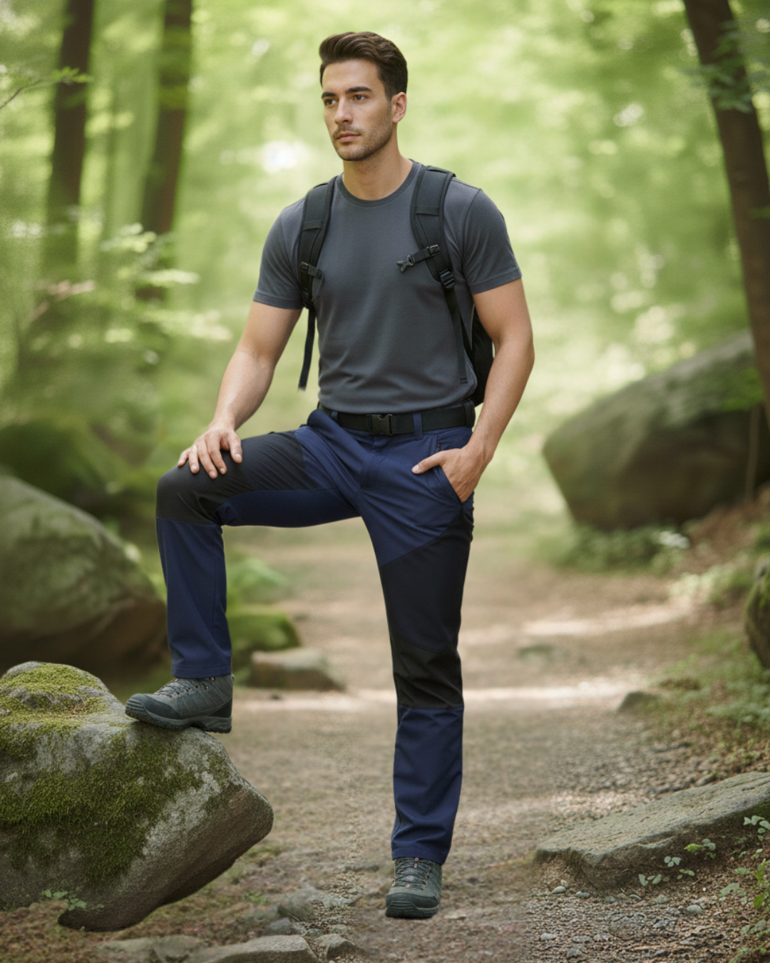 Pantalones de senderismo duraderos e impermeables para hombre con forro polar y cinturilla elástica