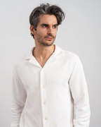 Conjunto Masculino en canalé con camisa abotonada y pantalón recto