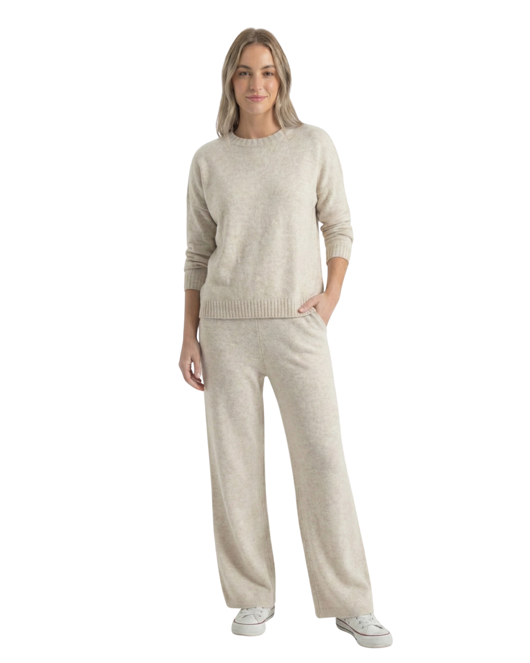 Conjunto de punto suave y casual para mujer