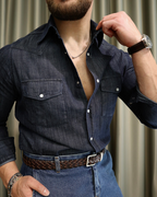 Camisa  Elegante para Hombre con Manga Larga y Botones Distintivos
